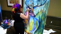 Beautiful deer Buck Timelapse Painting by Cinnamon Cooney The Art Sherpa flow and drip paint