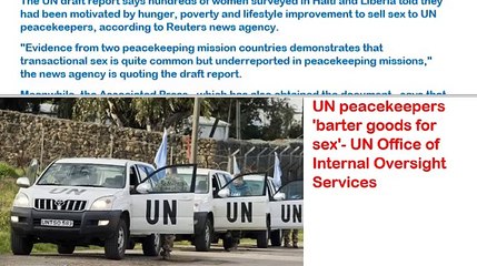 UN peacekeepers 'barter goods for sex'- UN Office of Internal Oversight Services