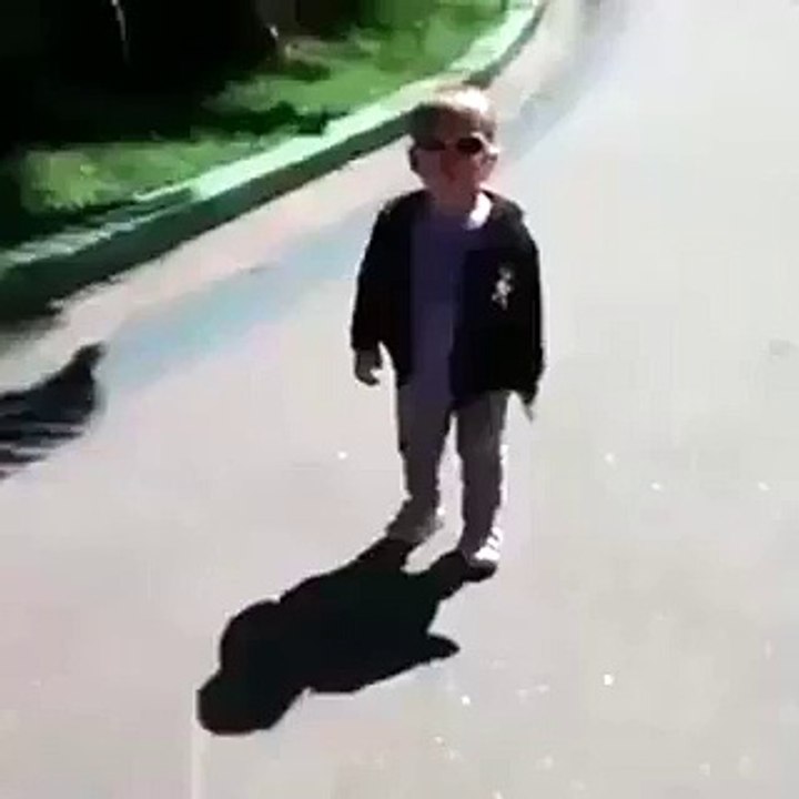 Child scare his reflection