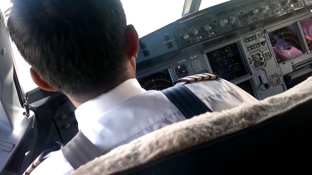 Druk Air A319 cockpit view Landing at Paro VQPR, Bhutan. runway 33. Flying in from Bangkok