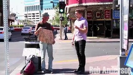 Magician Rips Up Homeless Mans Sign! HD