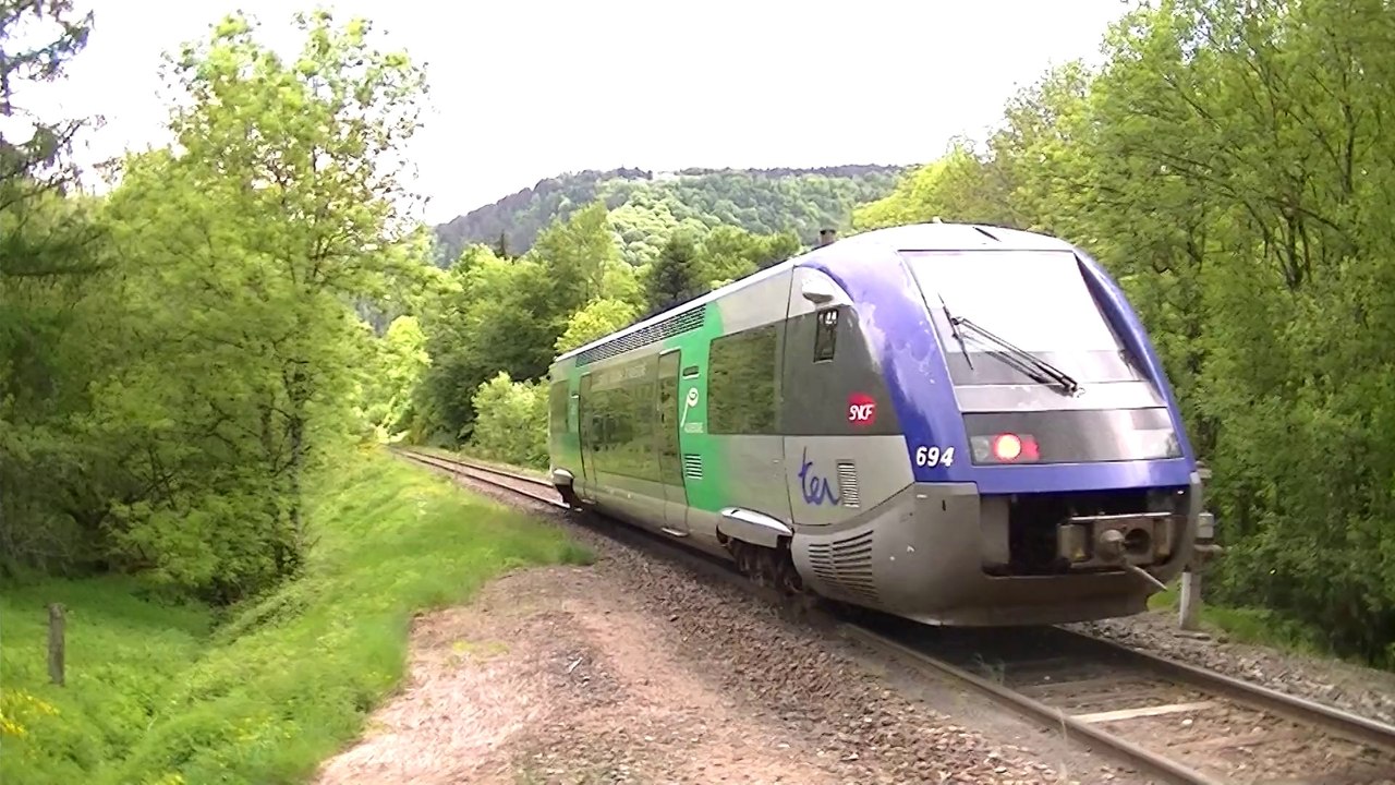 Des TER et des paysages - Le Plateau de CHARLANNES, et L'X 73 694 assurant le 873 205, pour LA BOURBOULE & LE MONT-DORE - 20-05-2015.