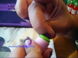 konad stamping nail art tutorial on short nails hawaiin flower design purple nail polish