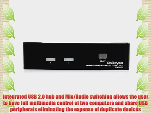 StarTech.com SV231DVIUA 2 Port DVI USB KVM Switch with Audio and USB 2.0 Hub
