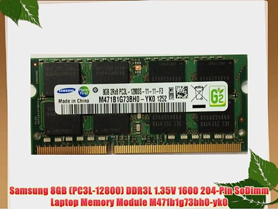 Samsung 8GB (PC3L-12800) DDR3L 1.35V 1600 204-Pin SoDimm Laptop Memory Module M471b1g73bh0-yk0