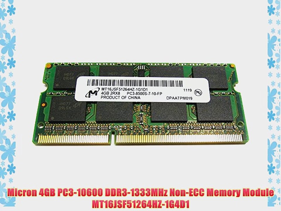 Micron 4GB PC3-10600 DDR3-1333MHz Non-ECC Memory Module MT16JSF51264HZ-1G4D1
