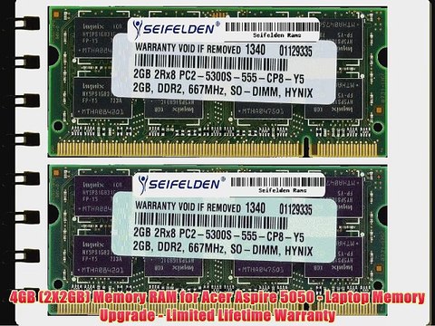 4GB (2X2GB) Memory RAM for Acer Aspire 5050 - Laptop Memory Upgrade - Limited Lifetime Warranty