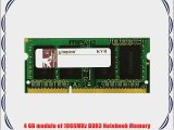 Kingston ValueRAM 4 GB 1066MHz PC3-8500 DDR3 SO-DIMM Notebook Memory (KVR1066D3S7/4GETR)