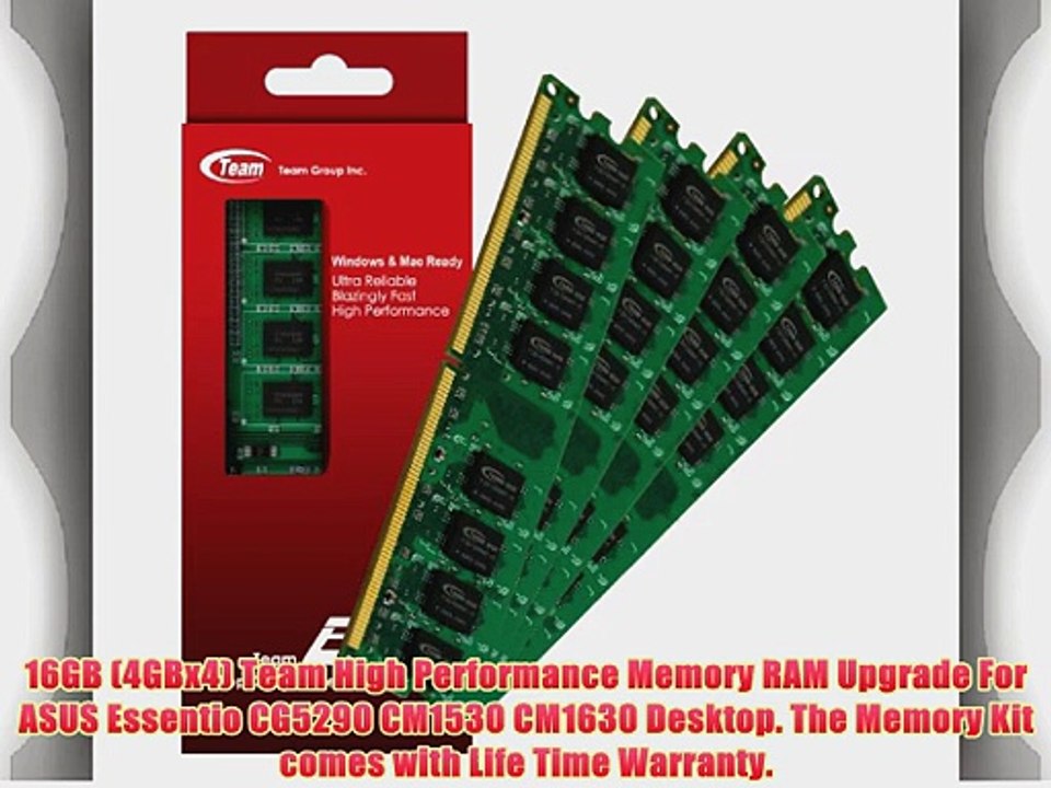 16GB (4GBx4) Team High Performance Memory RAM Upgrade For ASUS Essentio CG5290 CM1530 CM1630