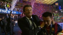 FC Barcelona lift the Champions League Trophy
