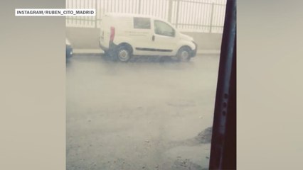 Heavy hail storm hits Madrid