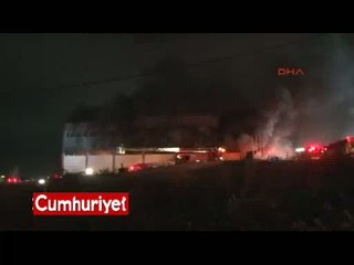 Hadımköy'de tül deposunda yangın