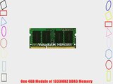 Kingston Value RAM 4GB 1333MHz PC3-10600 DDR3 Non-ECC CL9 SODIMM SR X8 Notebook Memory (KVR13S9S8/4)