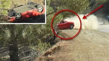 Crazy Ferrari Crash Car Flips Down Steep Embankment