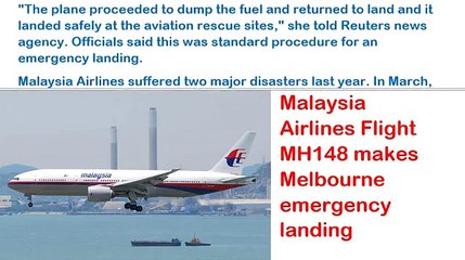 Malaysia Airlines Flight MH148 makes Melbourne emergency landing