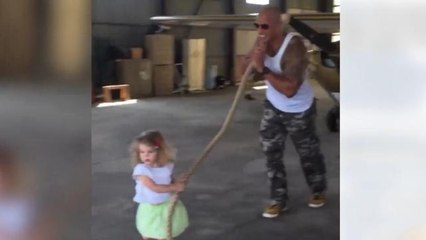 Dwayne 'The Rock' Johnson helps 2-year-old pull a plane in adorable Instagram