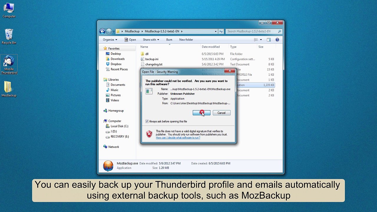 How to back up Thunderbird email