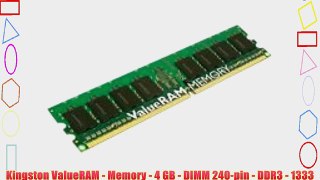 Kingston ValueRAM - Memory - 4 GB - DIMM 240-pin - DDR3 - 1333 MHz / PC3-10600 - CL9 - 1.5