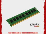 Kingston Value RAM 4GB 1600MHz PC3-12800 DDR3 Non-ECC CL11 DIMM SR x8 Desktop Memory (KVR16N11S8/4)