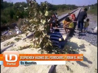 Desprenden vagones del ferrocarril y roban el maíz en Mazatlán