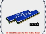 Kingston Technology HyperX Blu 4GB 1600MHz DDR3 Non-ECC CL9 DIMM (Kit of 2) XMP KHX1600C9D3B1K2/4GX