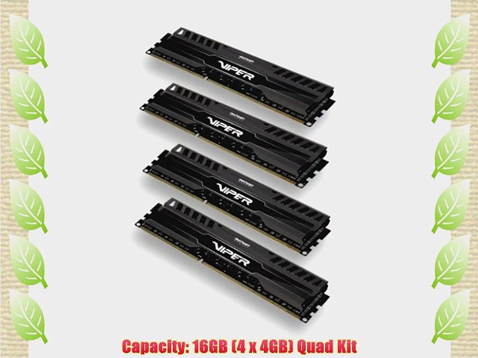 Patriot 16GB(4x4GB) Vier III DDR3 1860MHz (PC3 15000) CL9 Desktop Memory With Black Mamba Heatsink