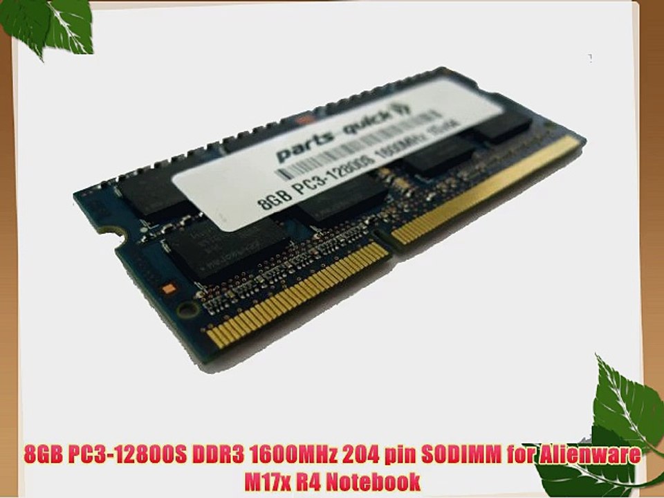 8GB DDR3 Memory Upgrade for Alienware M17x R4 Notebook PC3-12800S 204 pin 1600MHz Laptop SODIMM
