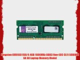 Kingston KVR16S11S8/4 4GB 1600MHz DDR3 Non-ECC CL11 SODIMM SR X8 Laptop Memory Model