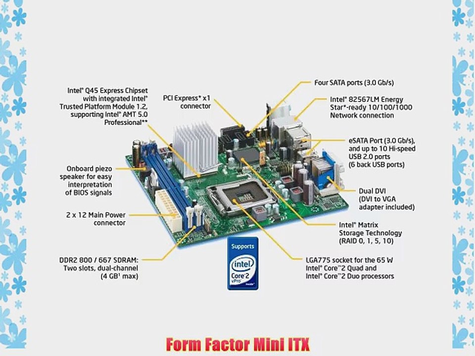 Intel DQ45EK Executive Series Q45 Mini-ITX DDR2 800 vPro Intel Graphics 1333MHz FSB LGA775