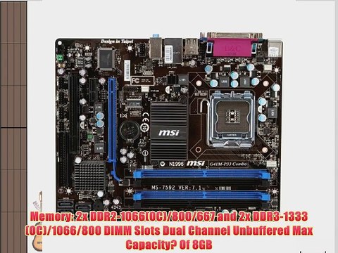 MSI Computer Corp DDR2 667 LGA 775 Motherboard G41M-P33 COMBO