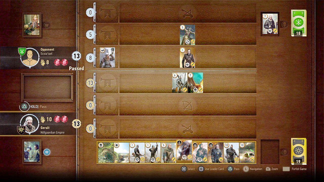 The Witcher 3 having fun in gwent