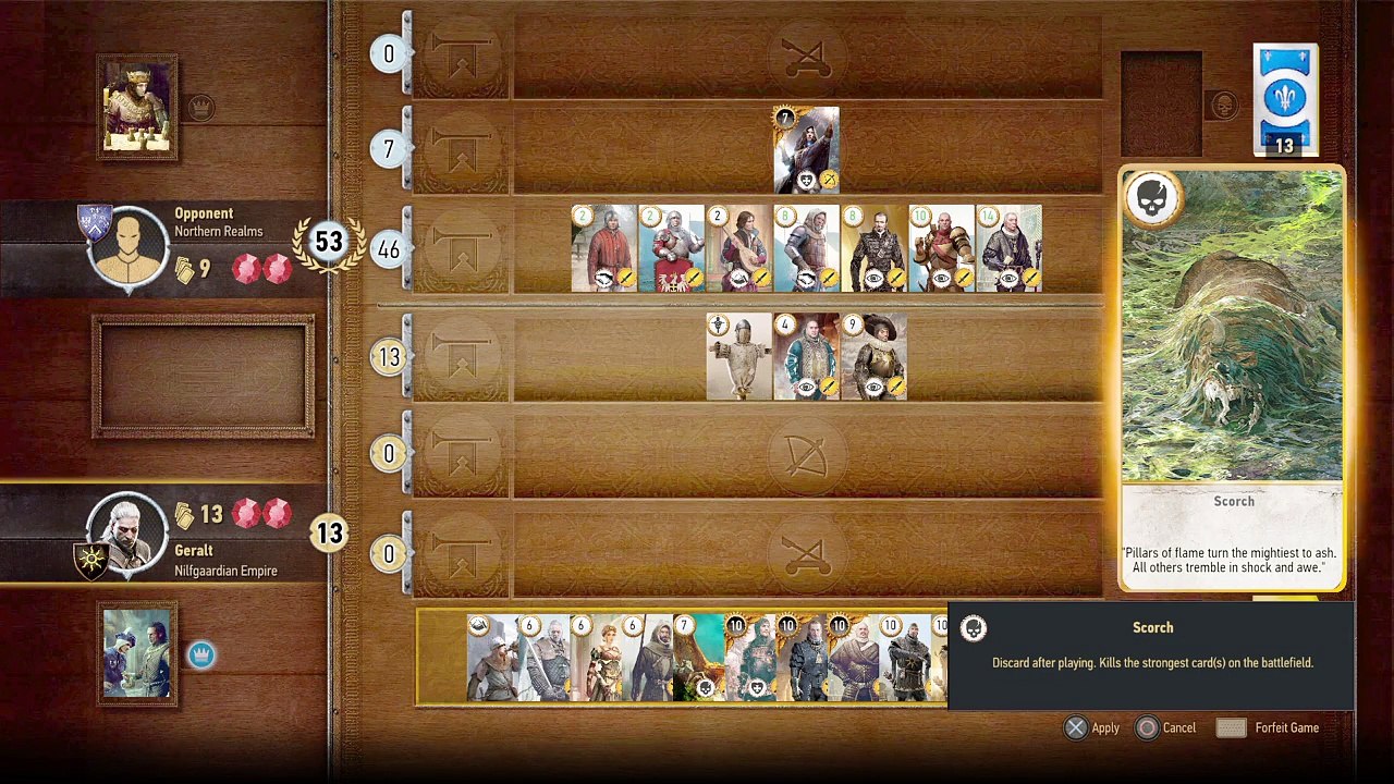 The Witcher 3 beat Sjusta in gwent