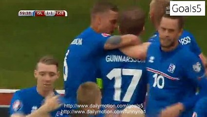 Aron Gunnarsson Goal Iceland 1 - 1 Czech Republic EURO 2016 Qualifying 12-6-2015