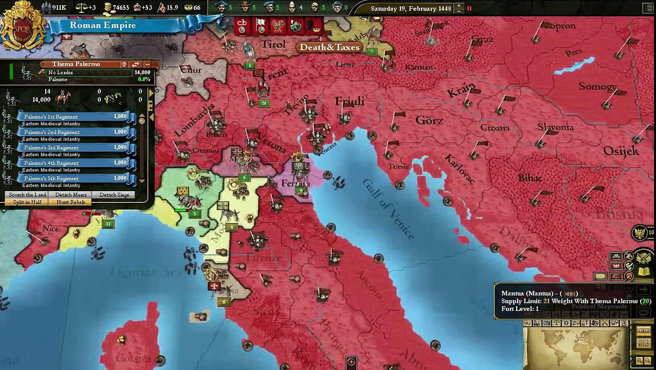 Europa Universalis III Death & Taxes Mod Roman Empire Showoff