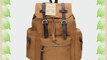 Mens Canvas Leather College School Bookbag Laptop Bag Rucksack Backpack Daypack