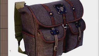 Military Inspired Crossbody Messenger Bookbag Laptop Case Backpack Canvas Brown