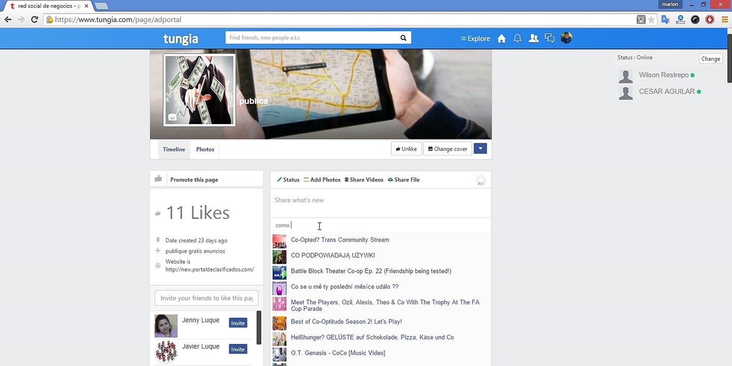 Como publicar videos de youtube en tungia