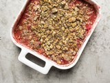 Making Wine-Poached Rhubarb and Poppy Seed Crisp with Ovenly