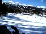 Sledding down the old ski hill in Breckenridge, Colorado.