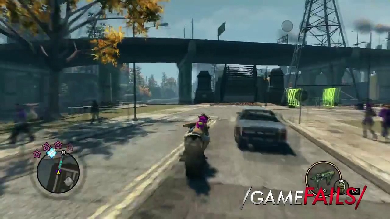 Game Fails: Saints Row 3 "The bike eating bridge of west 3rd street"