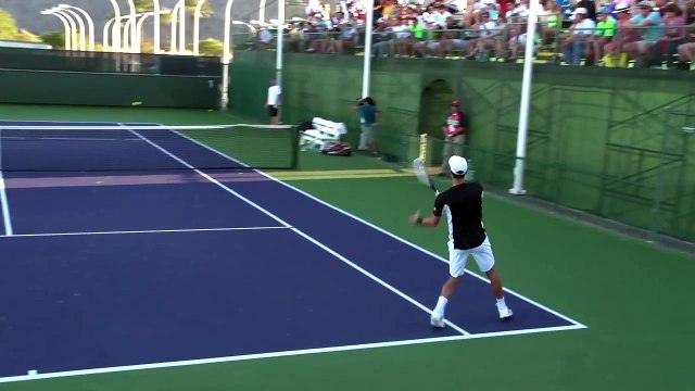 Novak Djokovic Forehand and Backhand from Back Perspective - Indian Wells 2013