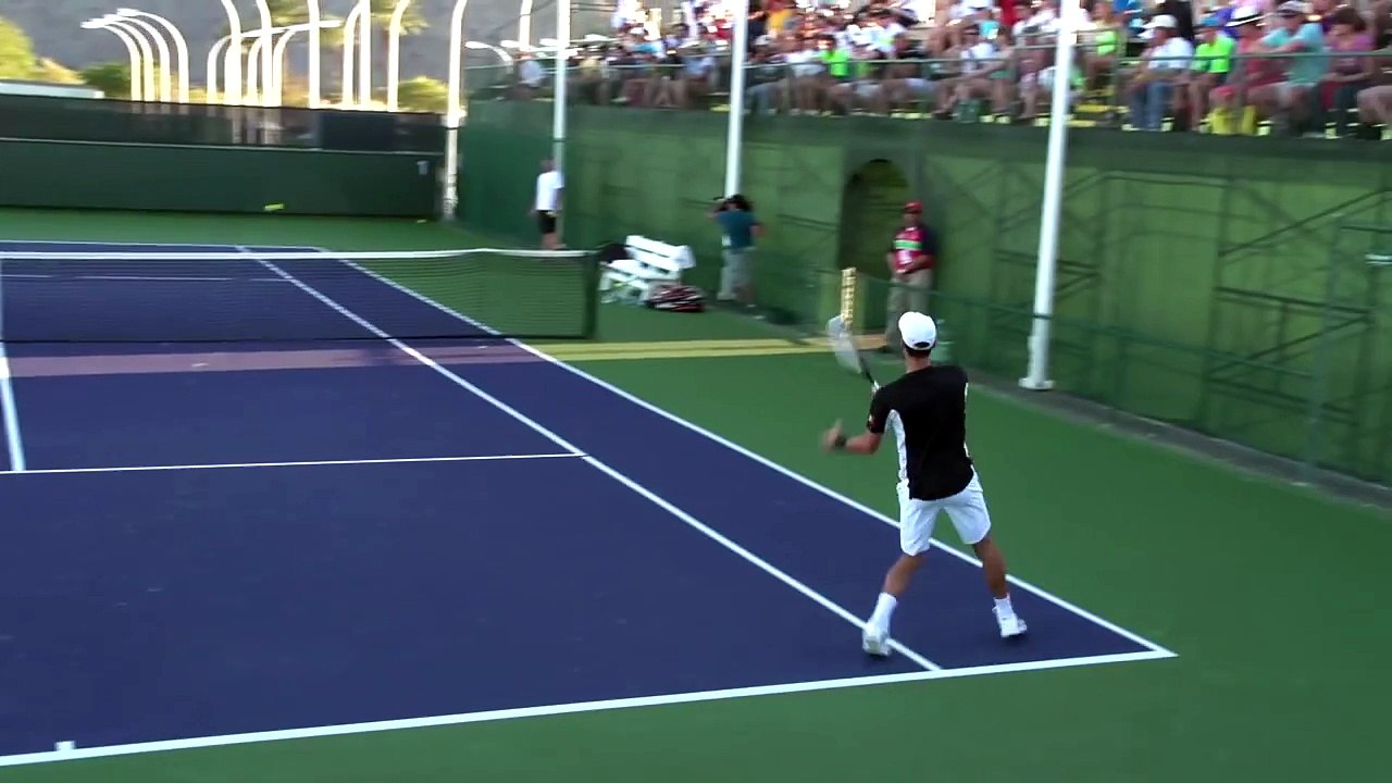 Novak Djokovic Forehand and Backhand from Back Perspective - Indian Wells 2013