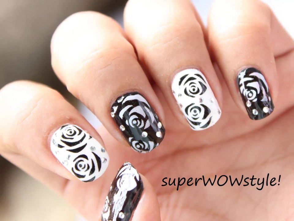 Rose Nail Art Tutorial - How to do nail designs ( WATER DECALS)