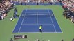 Gael Monfils crazy trick shot (flying forehand) at US Open 2014 tennis
