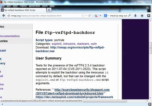 (Penetration Test With Metasploit) Use nmap script ftp csftpd backdoor to check metasploitable