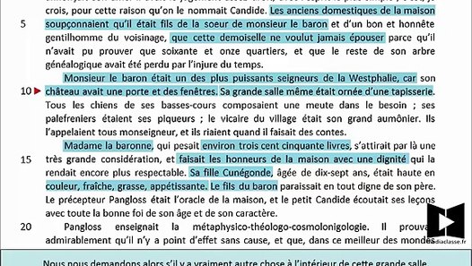 Voltaire, Candide (1759) Chapitre 1 - Commentaire composé  