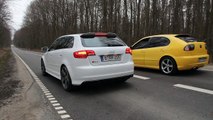 Audi RS3 340HP (Launch Control Start) VS. Seat LEON 200HP TDI (Chip)