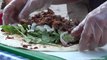 London Street Food. Wrap with Duck Meat and Caramal Onion. French Food in Camden Lock Market