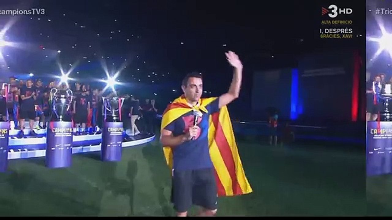 [LOL EXA] Paraules de Xavi a la celebració del triplet FC Barcelone en Qatar