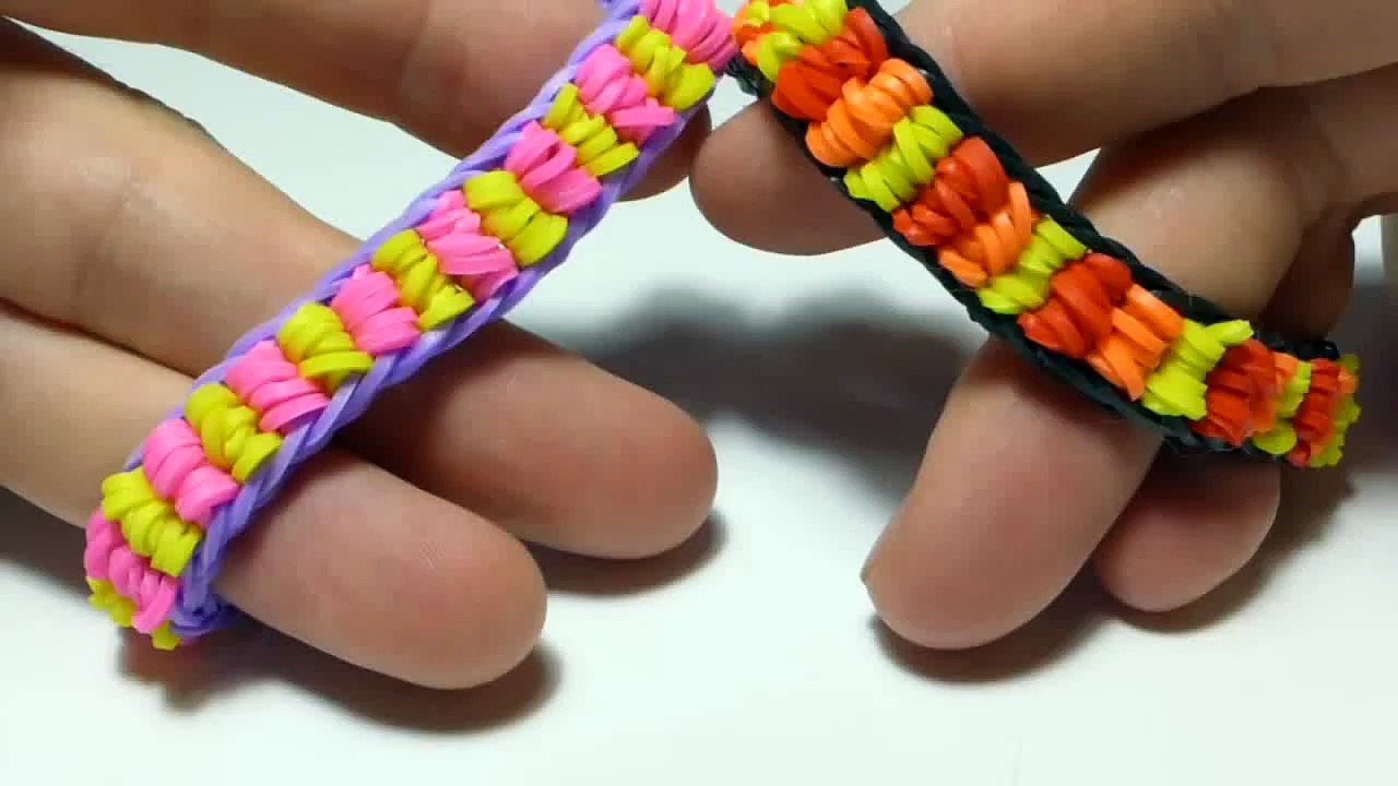 Простой браслет "Перекаты" из Rainbow Loom Bands. Урок 62